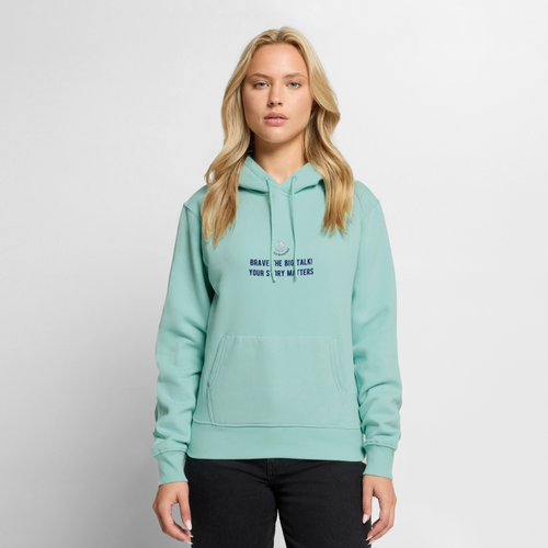 Brave The Big Talk dames premium hoodie met statement print trendy comfortabele hoodie voor vrouwen casual streetwear outfit