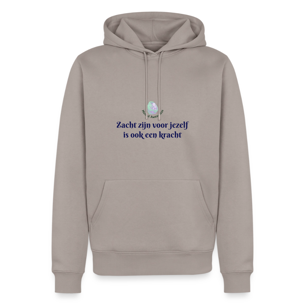 Zacht zijn voor jezelf is ook ... - Heren Hoodie - taupe