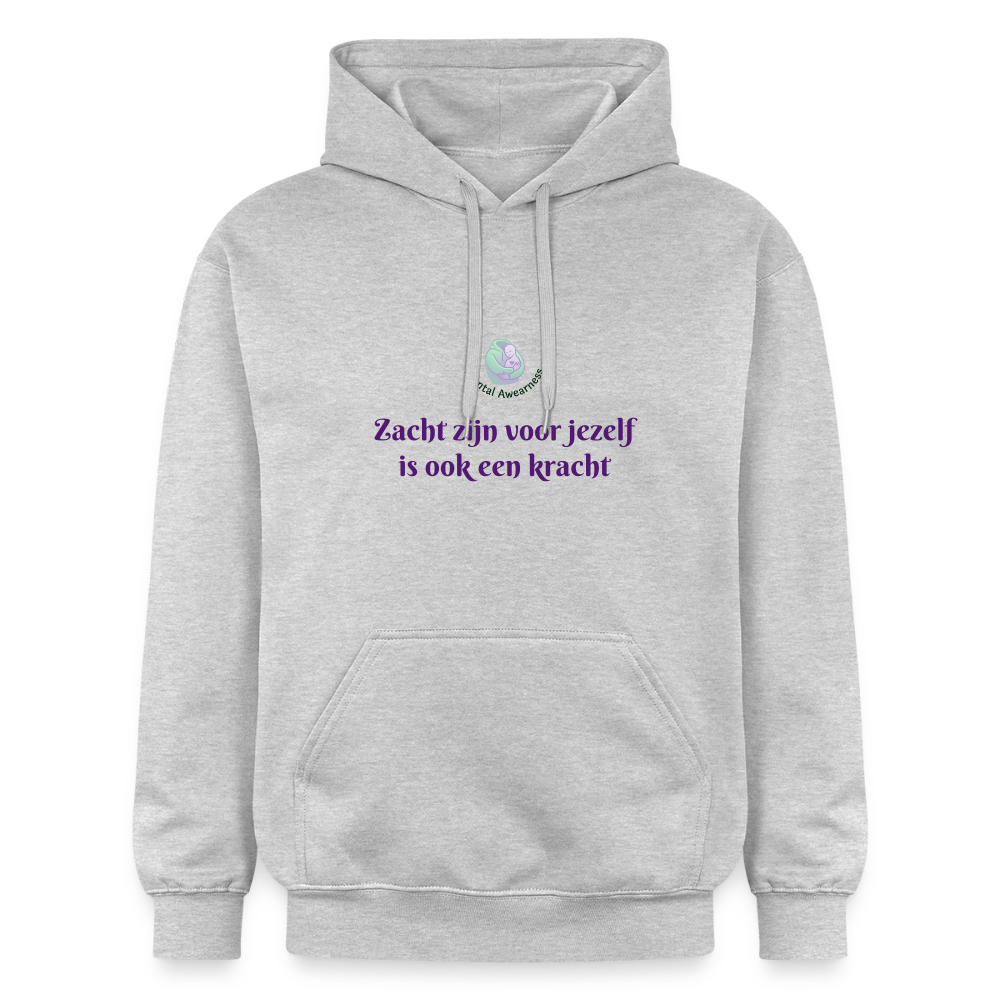 Zacht zijn voor jezelf is ook ... - Unisex Hoodie - lichtgrijs gemêleerd