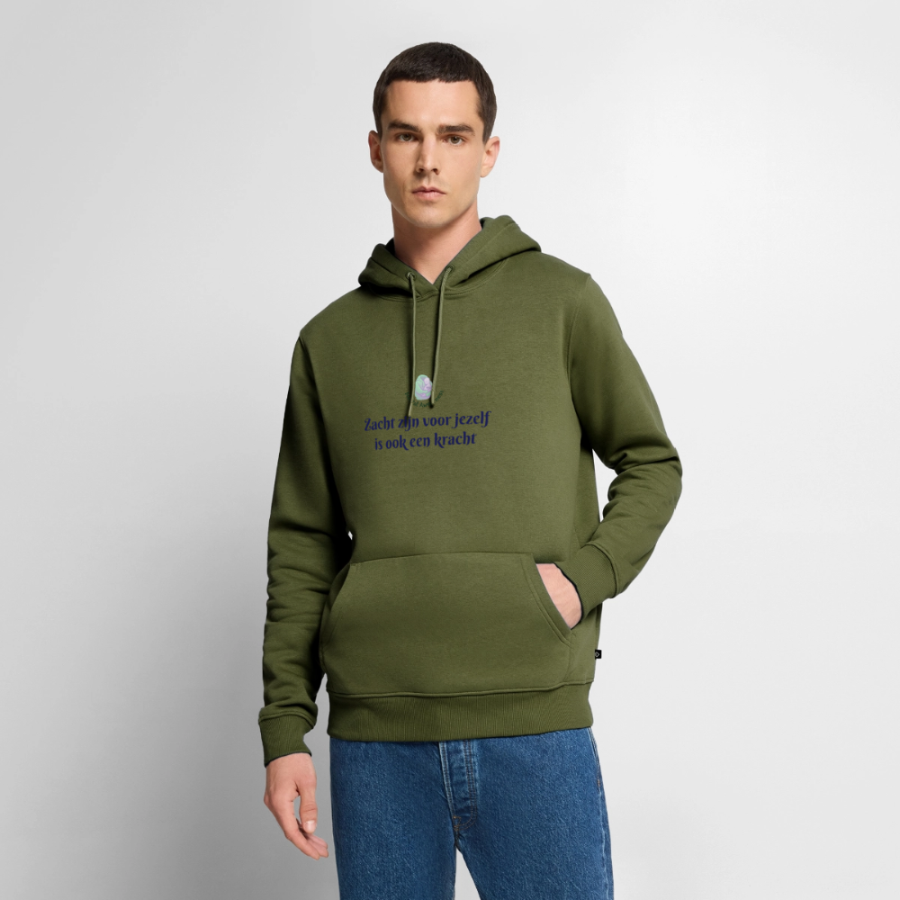 Zacht zijn voor jezelf is ook ... - Heren Hoodie - kaki