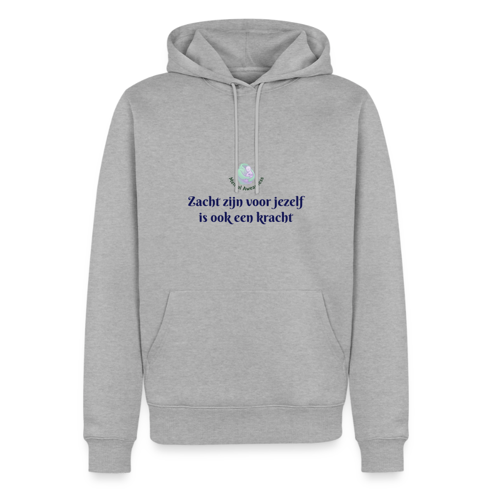 Zacht zijn voor jezelf is ook ... - Heren Hoodie - grijs gemêleerd
