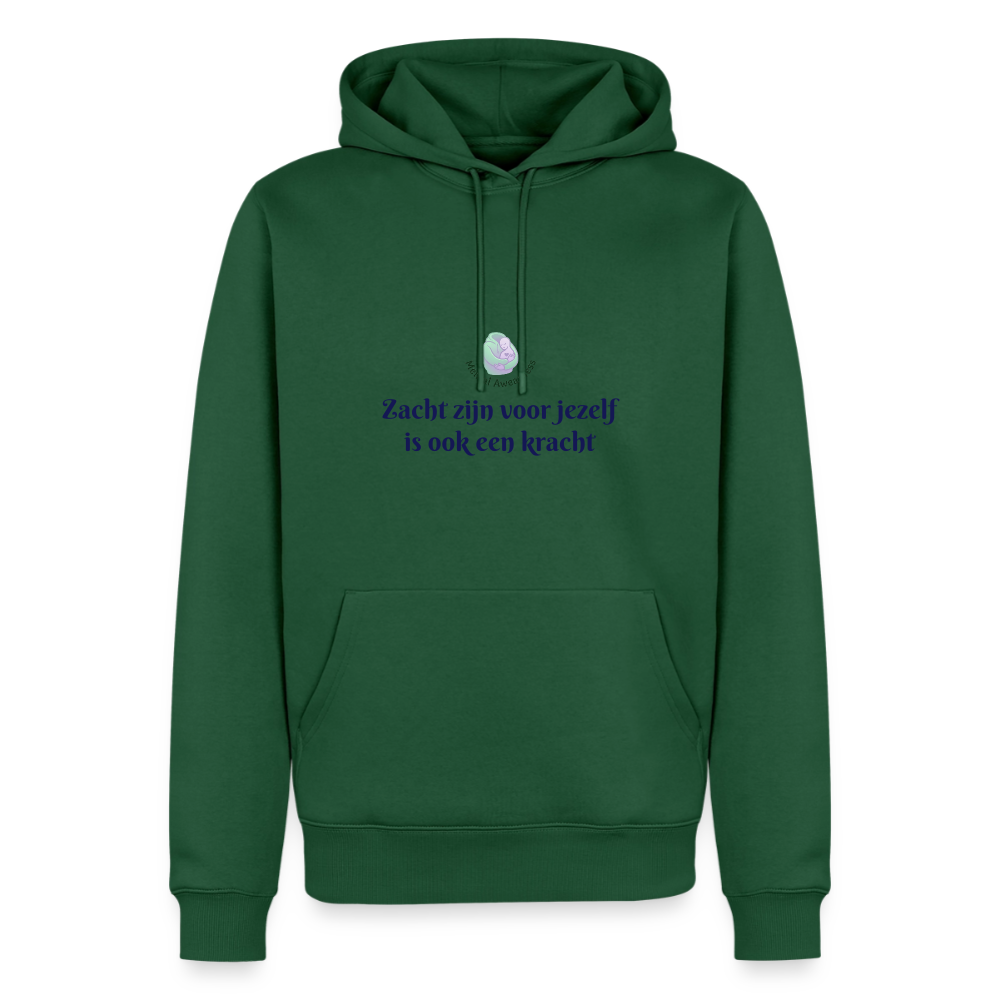 Zacht zijn voor jezelf is ook ... - Heren Hoodie - flesgroen