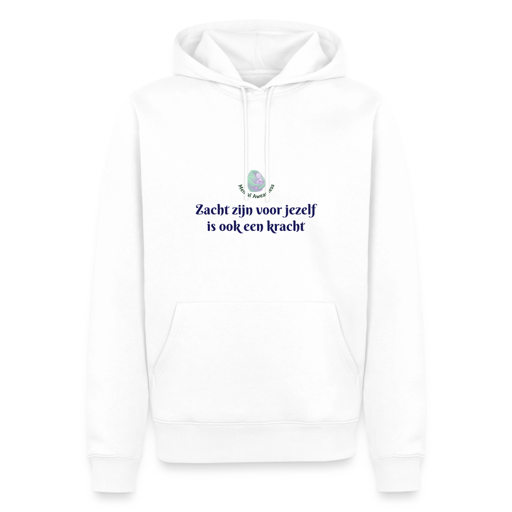 Zacht zijn voor jezelf is ook ... - Heren Hoodie - wit