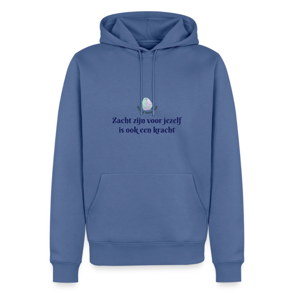 Zacht zijn voor jezelf is ook ... - Heren Hoodie - duifblauw
