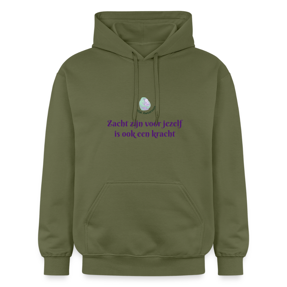 Zacht zijn voor jezelf is ook ... - Unisex Hoodie - militairgroen