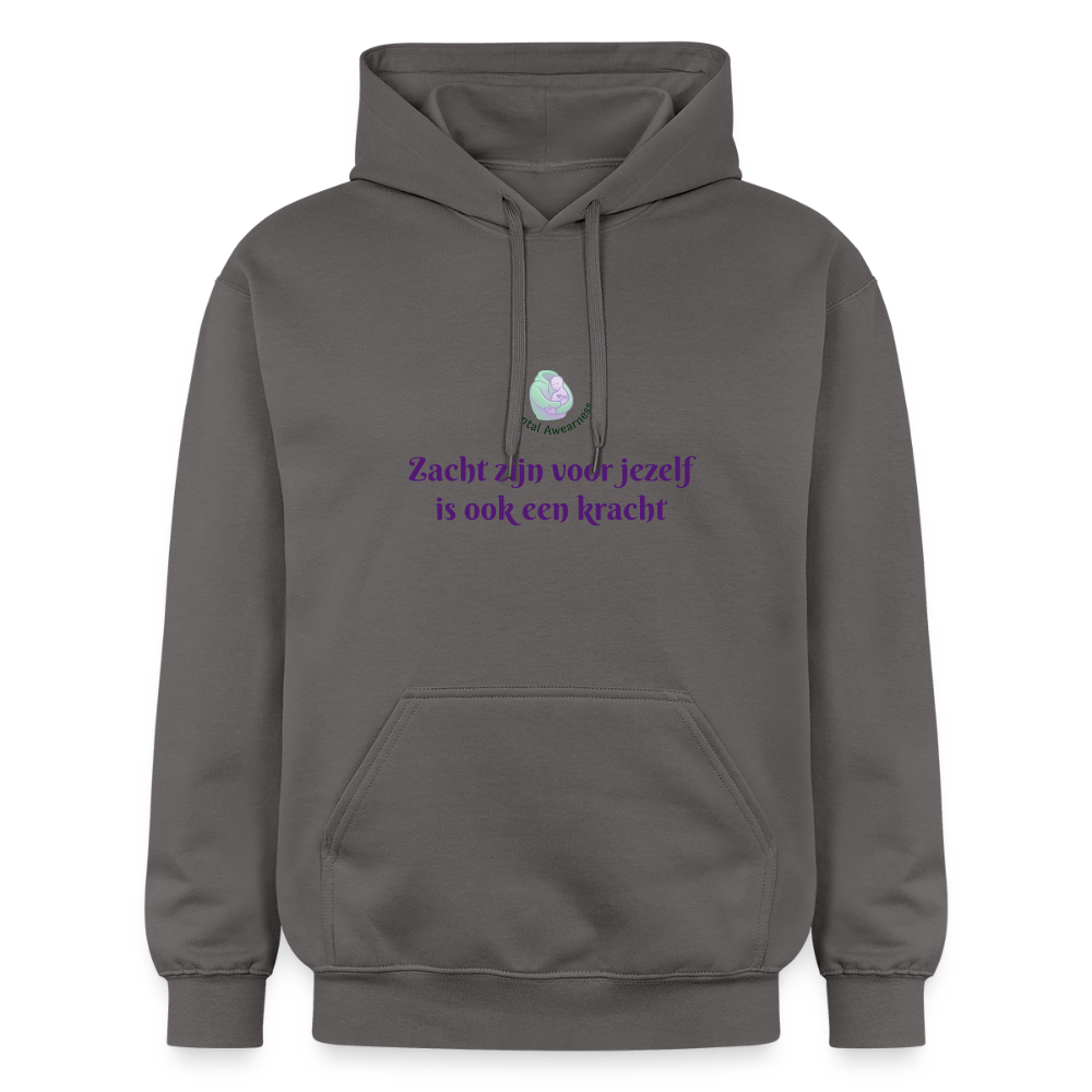 Zacht zijn voor jezelf is ook ... - Unisex Hoodie - donkergrijs