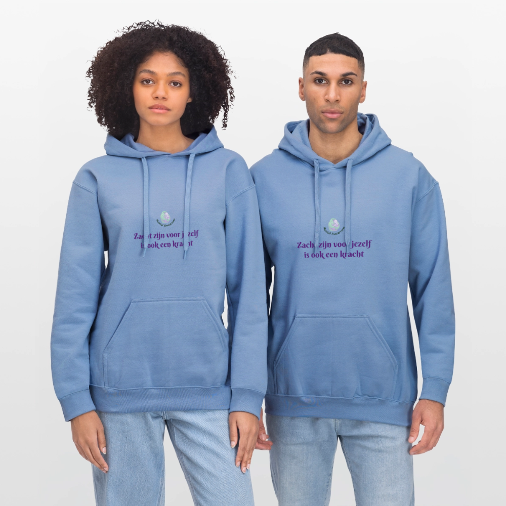 Zacht zijn voor jezelf is ook ... - Unisex Hoodie - carolina blue