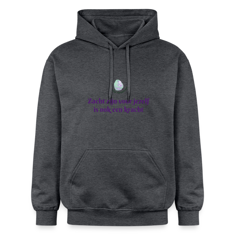 Zacht zijn voor jezelf is ook ... - Unisex Hoodie - donkergrijs gemêleerd