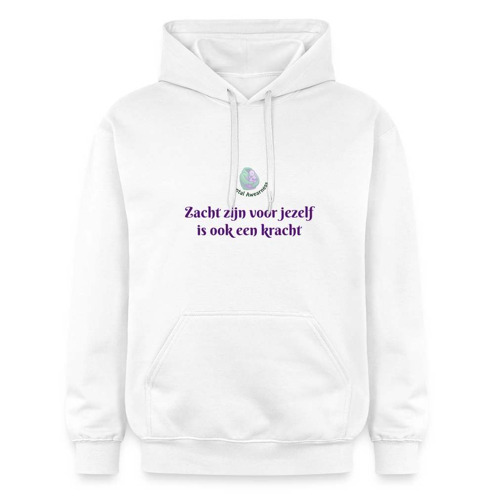 Zacht zijn voor jezelf is ook ... - Unisex Hoodie - wit